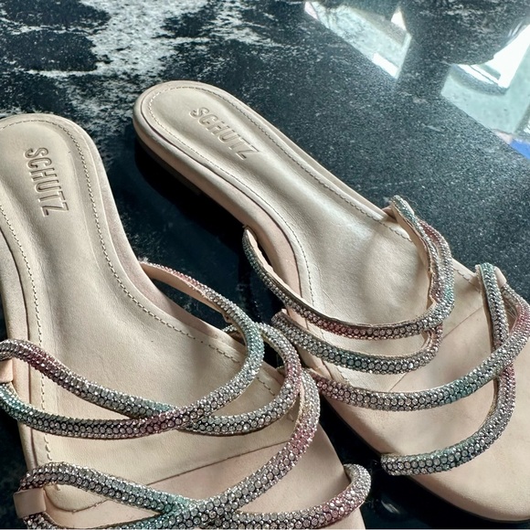 Schutz Rhinestone flat sandals 9 - Picture 4 of 5